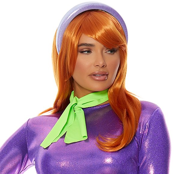 Long Light Orange Wig with Side Swept Bangs - Picture 3 of 3